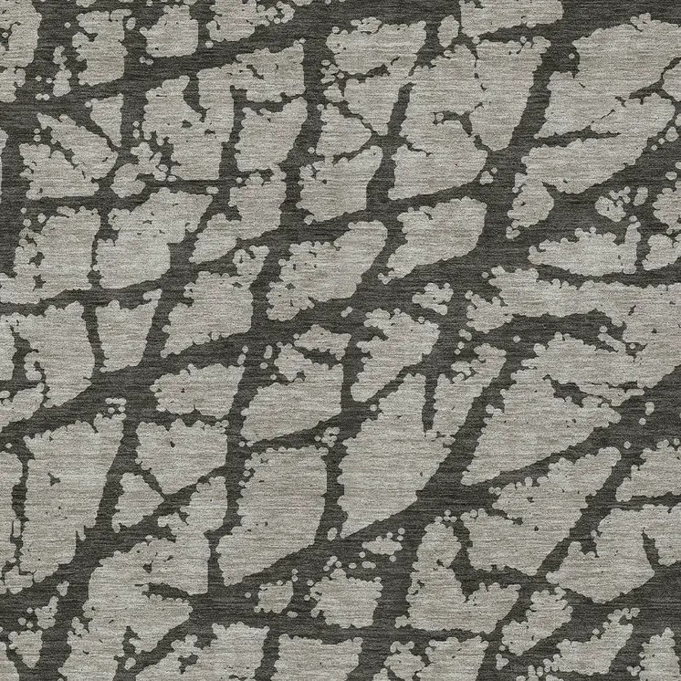 3' X 5' Gray and Black Abstract Washable Non Skid Indoor Outdoor Area Rug