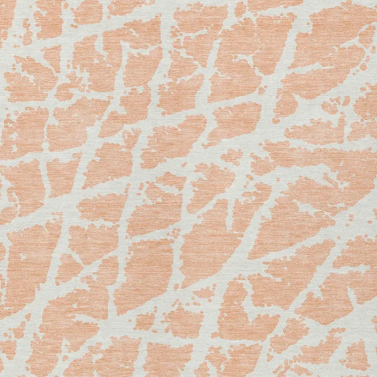 3' X 5' Peach and Ivory Abstract Washable Non Skid Indoor Outdoor Area Rug