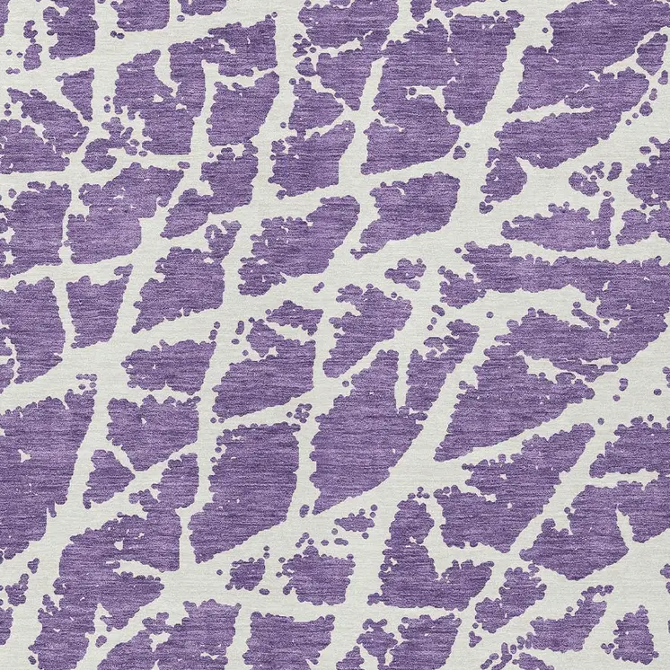 3' X 5' Purple and White Abstract Washable Non Skid Indoor Outdoor Area Rug