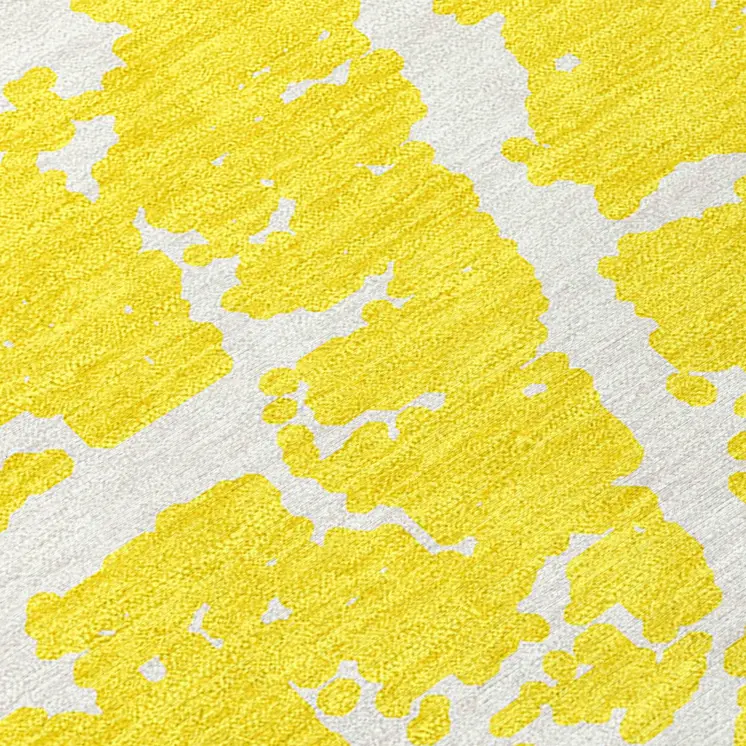 10' X 14' Yellow and White Abstract Washable Non Skid Indoor Outdoor Area Rug