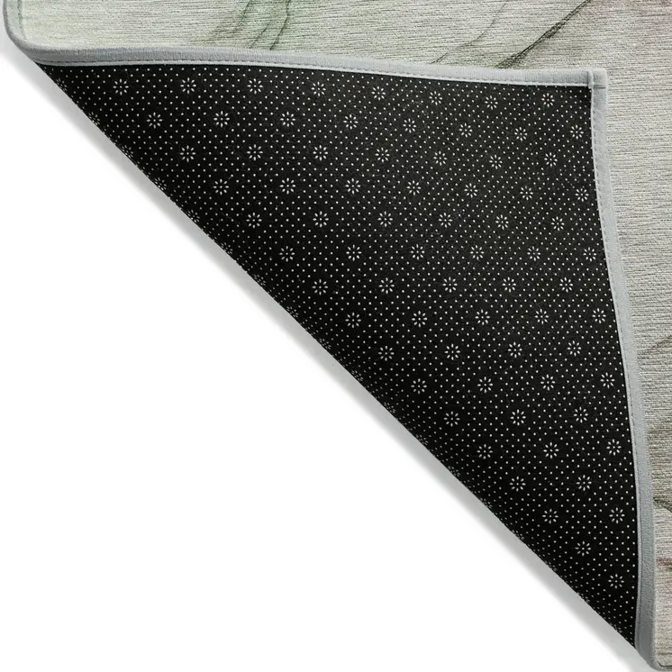 8' Round Gray and Pink Round Abstract Washable Non Skid Indoor Outdoor Area Rug