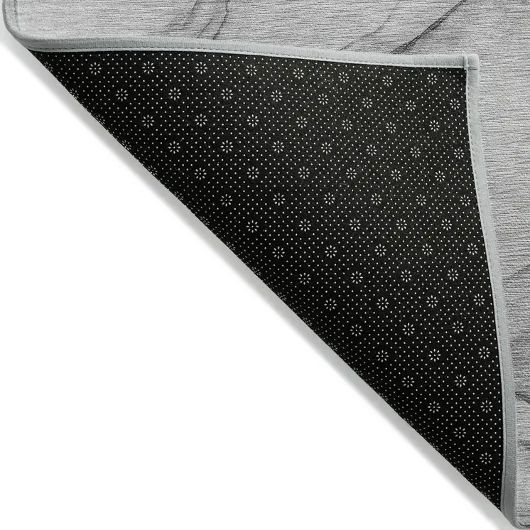 8' Runner Gray Abstract Washable Non Skid Indoor Outdoor Runner Rug