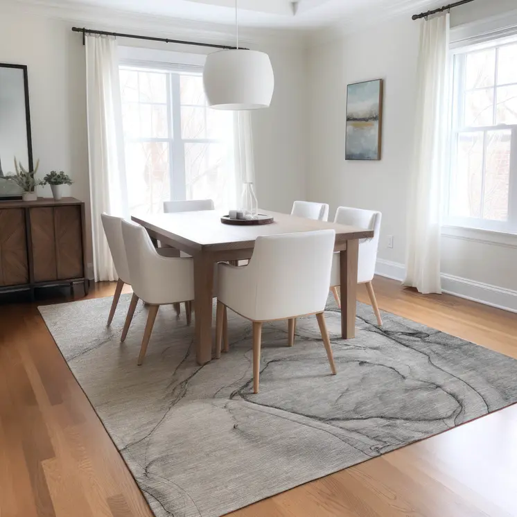 3' X 5' Gray Abstract Washable Non Skid Indoor Outdoor Area Rug