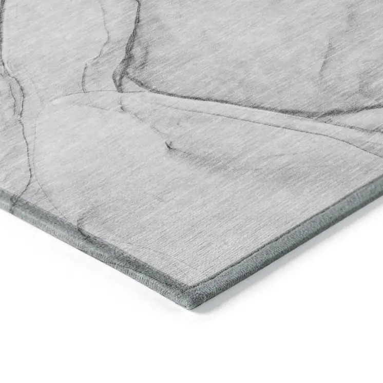 5' X 8' Gray Abstract Washable Non Skid Indoor Outdoor Area Rug