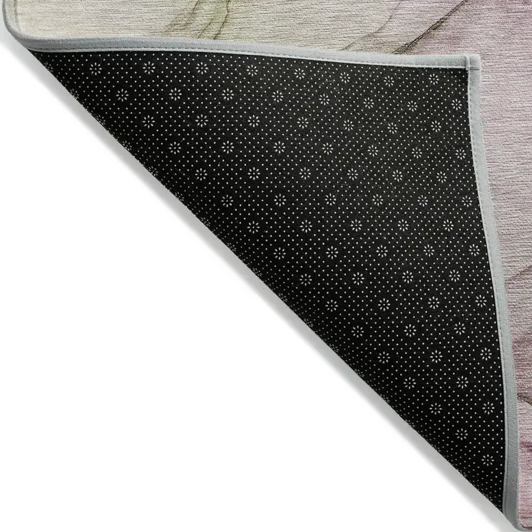 8' Runner Pink Abstract Washable Non Skid Indoor Outdoor Runner Rug