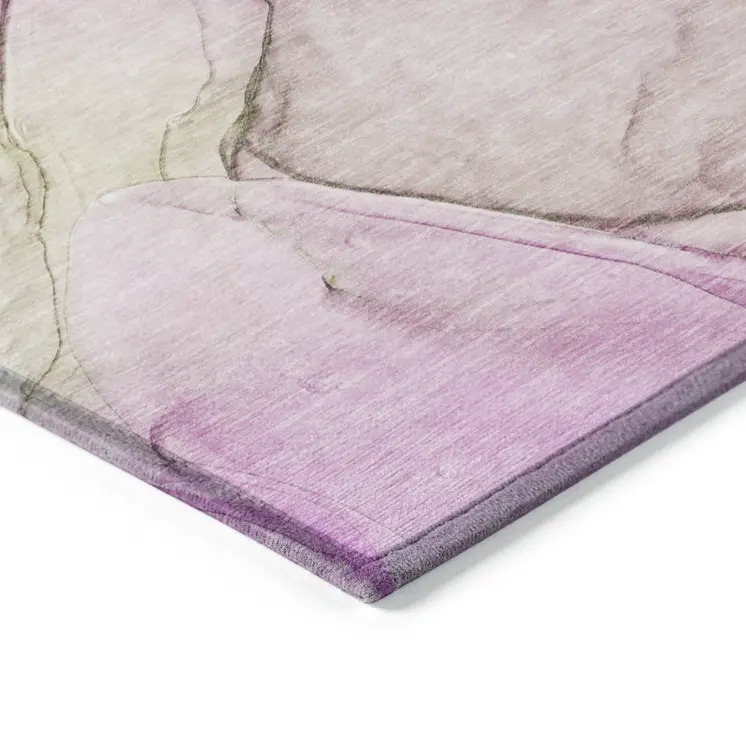 8' Runner Pink Abstract Washable Non Skid Indoor Outdoor Runner Rug