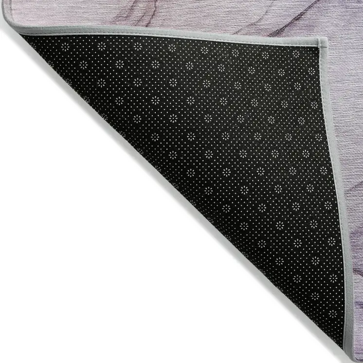 3' X 5' Gray and Purple Abstract Washable Non Skid Indoor Outdoor Area Rug