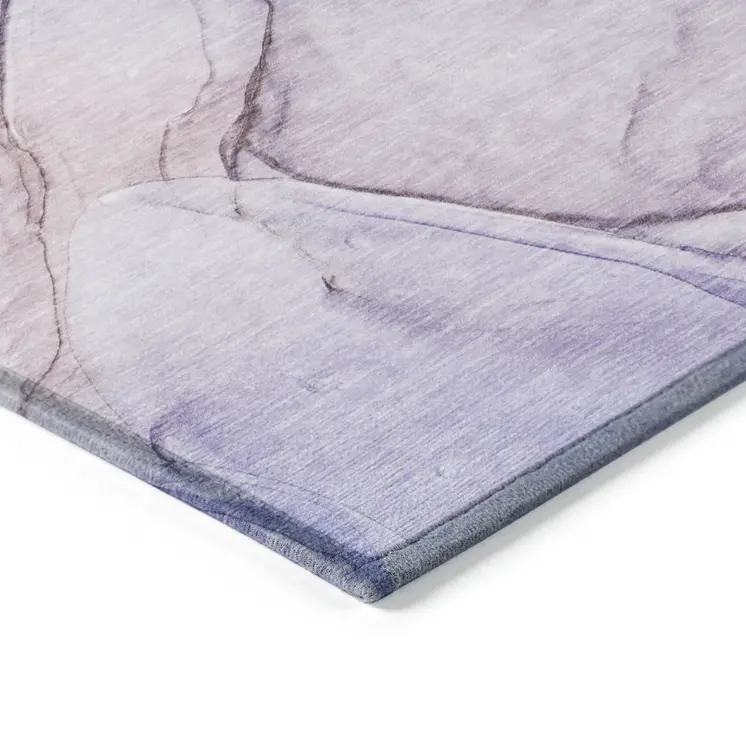 3' X 5' Gray and Purple Abstract Washable Non Skid Indoor Outdoor Area Rug
