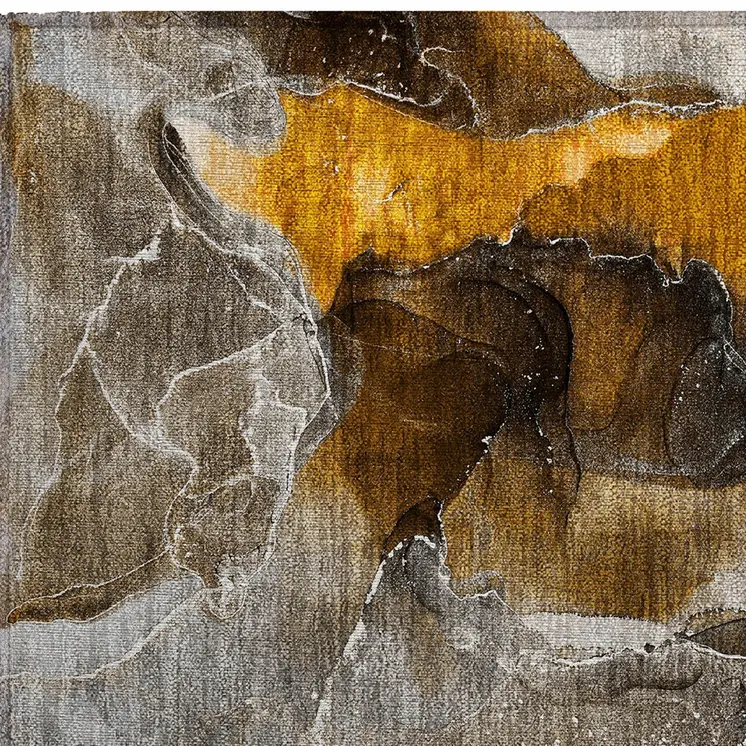 2' X 3' Brown and Gray Abstract Washable Non Skid Indoor Outdoor Area Rug
