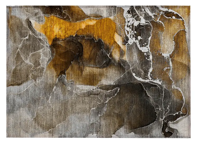 2' X 3' Brown and Gray Abstract Washable Non Skid Indoor Outdoor Area Rug