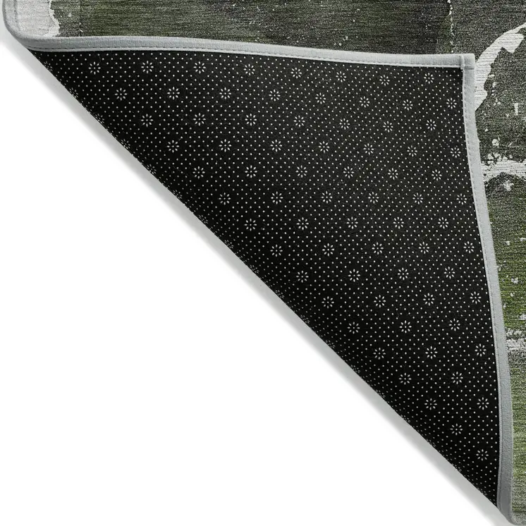 8' X 10' Green Abstract Washable Non Skid Indoor Outdoor Area Rug