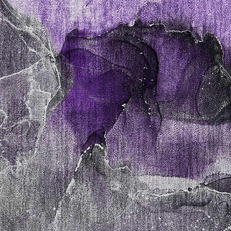 2' X 3' Gray and Purple Abstract Washable Non Skid Indoor Outdoor Area Rug