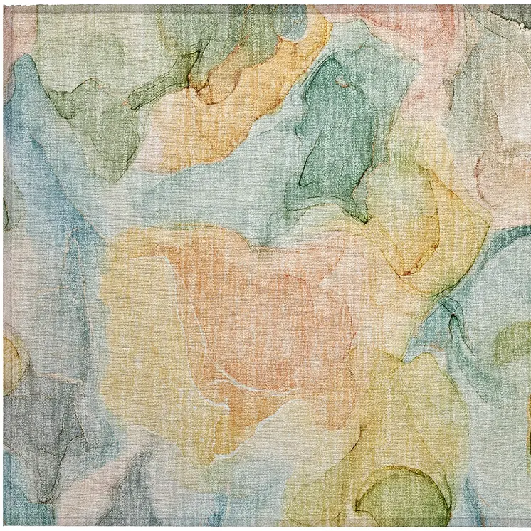 2' X 3' Blue Abstract Washable Non Skid Indoor Outdoor Area Rug