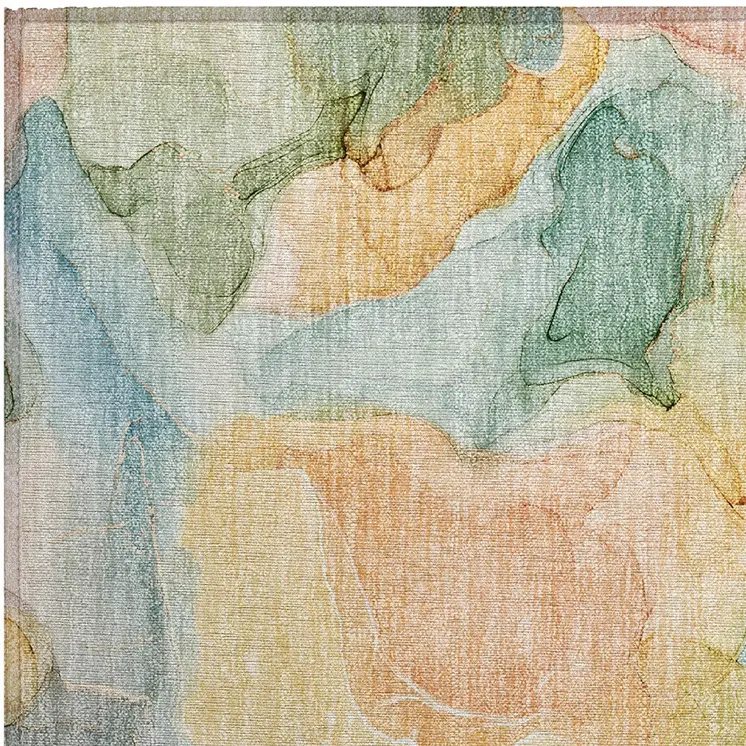 2' X 3' Blue Abstract Washable Non Skid Indoor Outdoor Area Rug