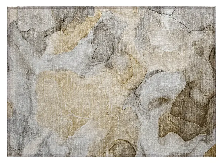 2' X 3' Brown Abstract Washable Non Skid Indoor Outdoor Area Rug