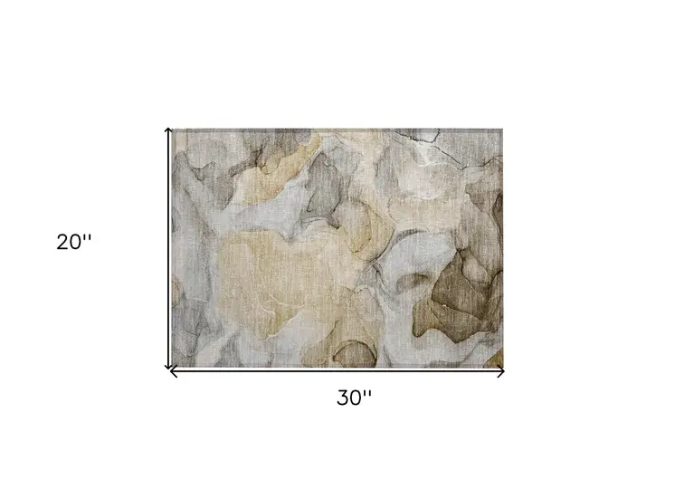2' X 3' Brown Abstract Washable Non Skid Indoor Outdoor Area Rug