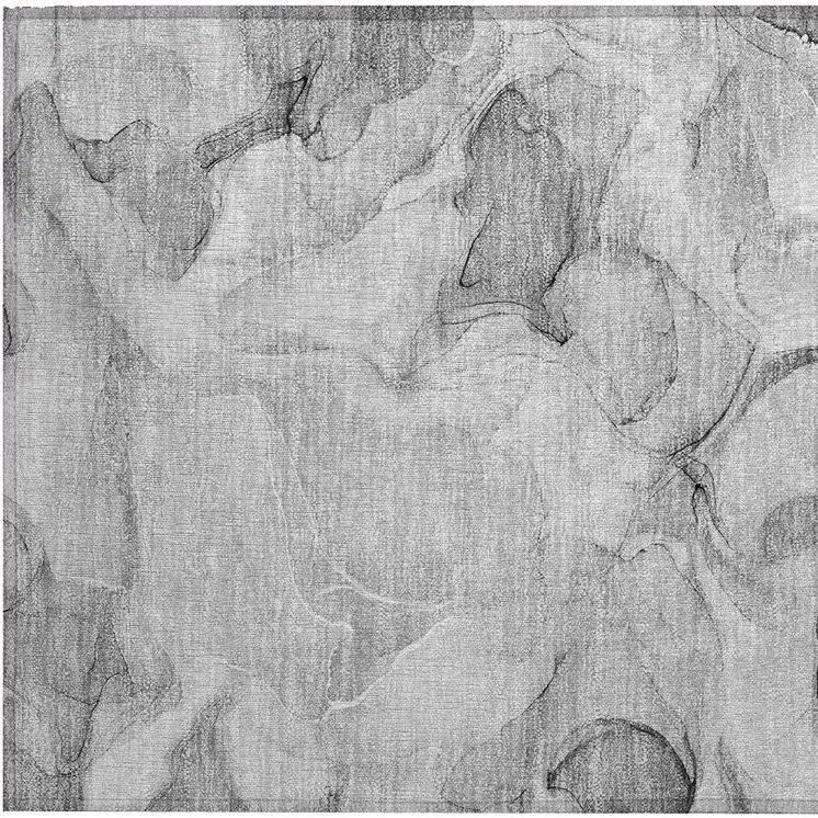 2' X 3' Gray Abstract Washable Non Skid Indoor Outdoor Area Rug