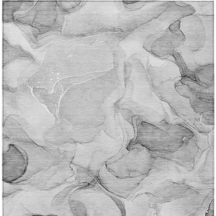 3' X 5' Gray Abstract Washable Non Skid Indoor Outdoor Area Rug