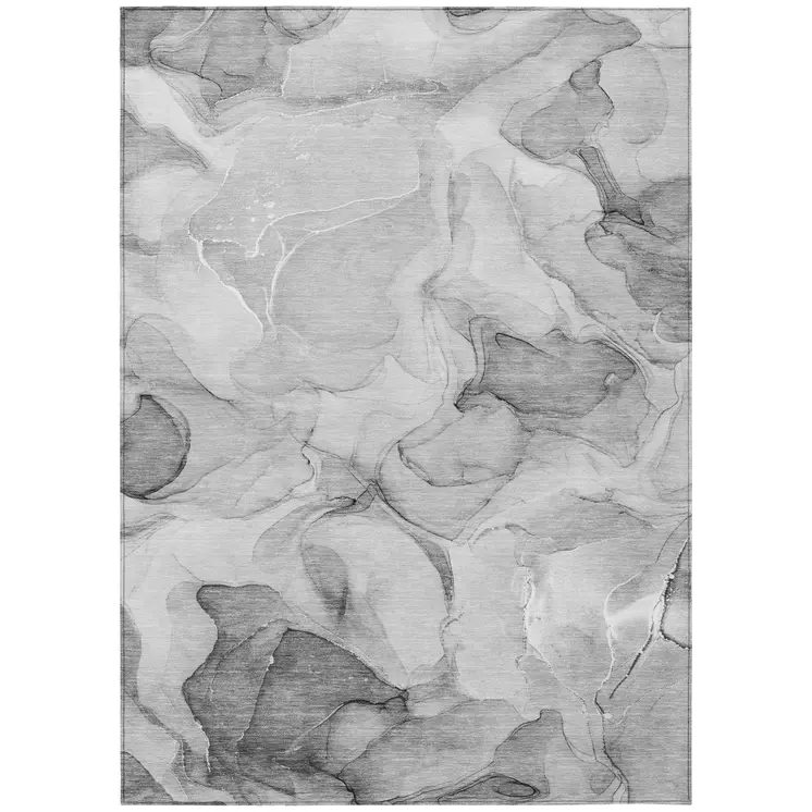 9' X 12' Gray Abstract Washable Non Skid Indoor Outdoor Area Rug