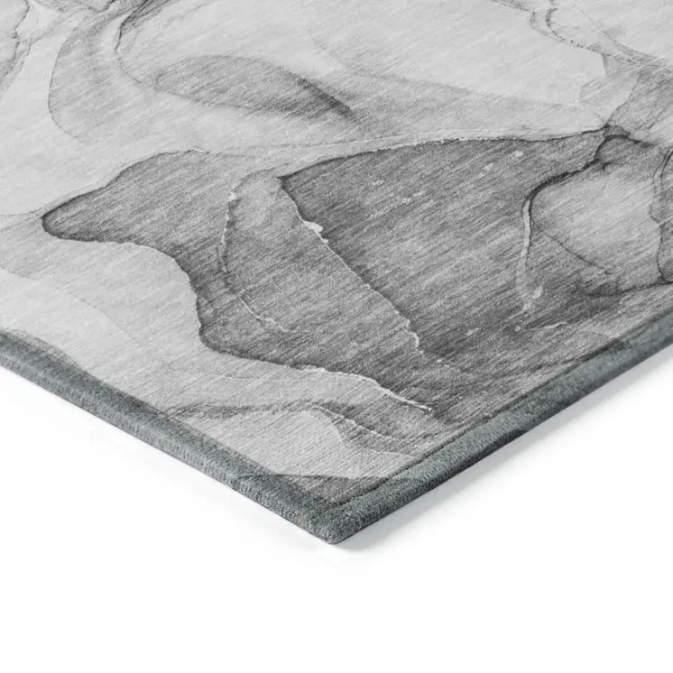 9' X 12' Gray Abstract Washable Non Skid Indoor Outdoor Area Rug