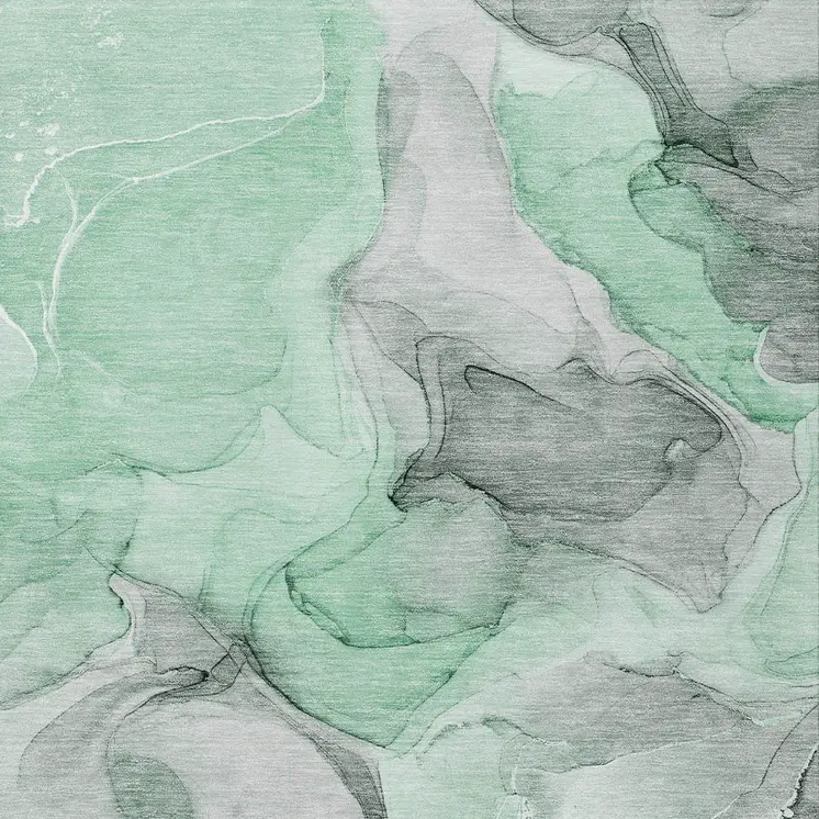 3' X 5' Green Abstract Washable Non Skid Indoor Outdoor Area Rug