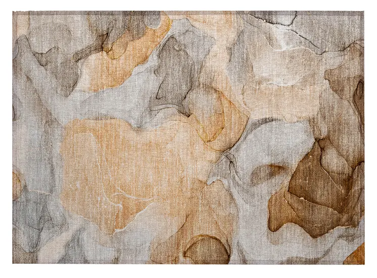 2' X 3' Orange Abstract Washable Non Skid Indoor Outdoor Area Rug