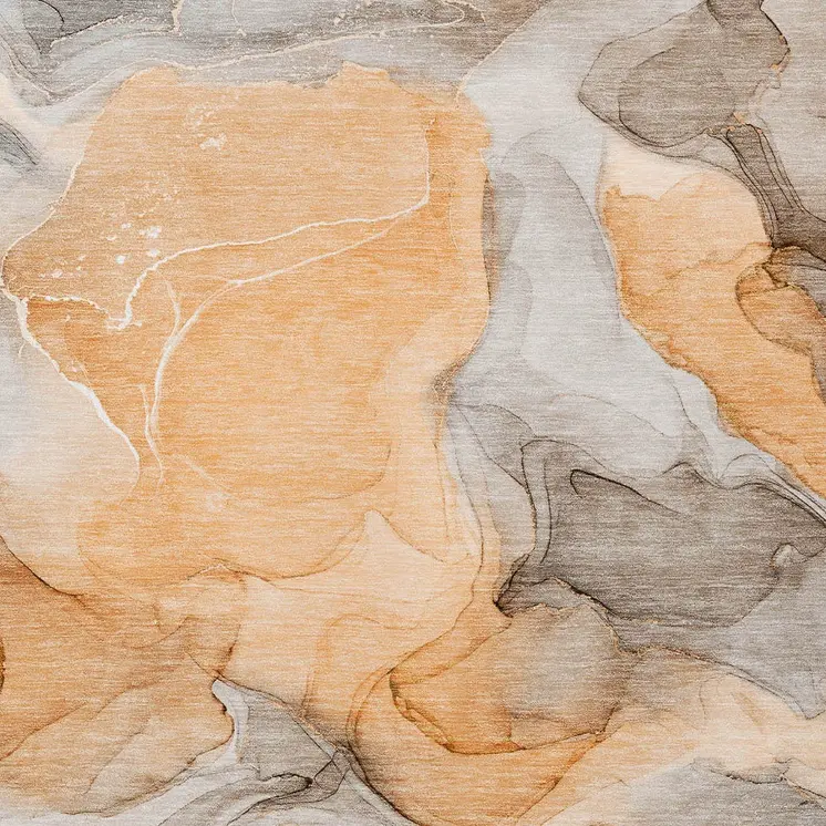 3' X 5' Orange Abstract Washable Non Skid Indoor Outdoor Area Rug
