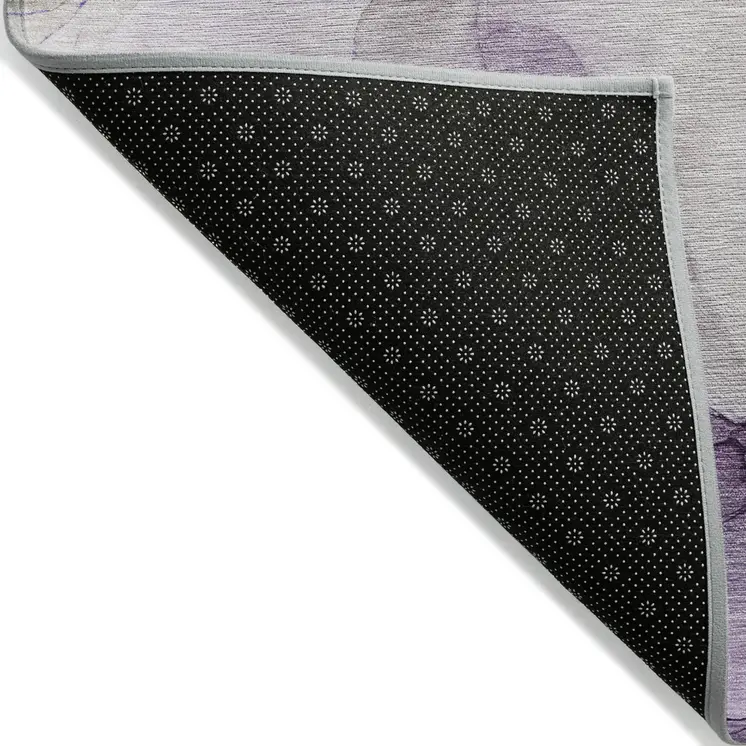 3' X 5' Gray And Purple Abstract Washable Indoor Outdoor Area Rug