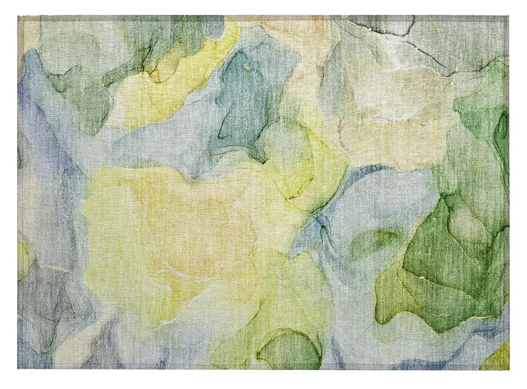 2' X 3' Yellow Abstract Washable Non Skid Indoor Outdoor Area Rug