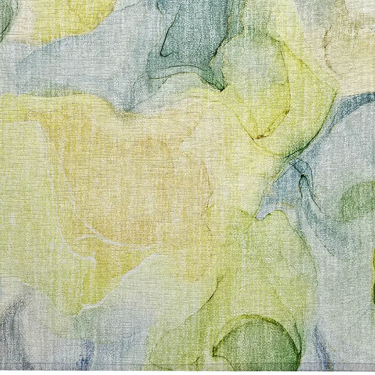 2' X 3' Yellow Abstract Washable Non Skid Indoor Outdoor Area Rug