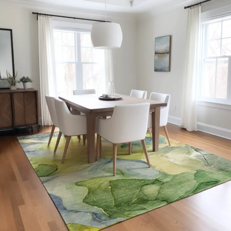 3' X 5' Yellow Abstract Washable Non Skid Indoor Outdoor Area Rug