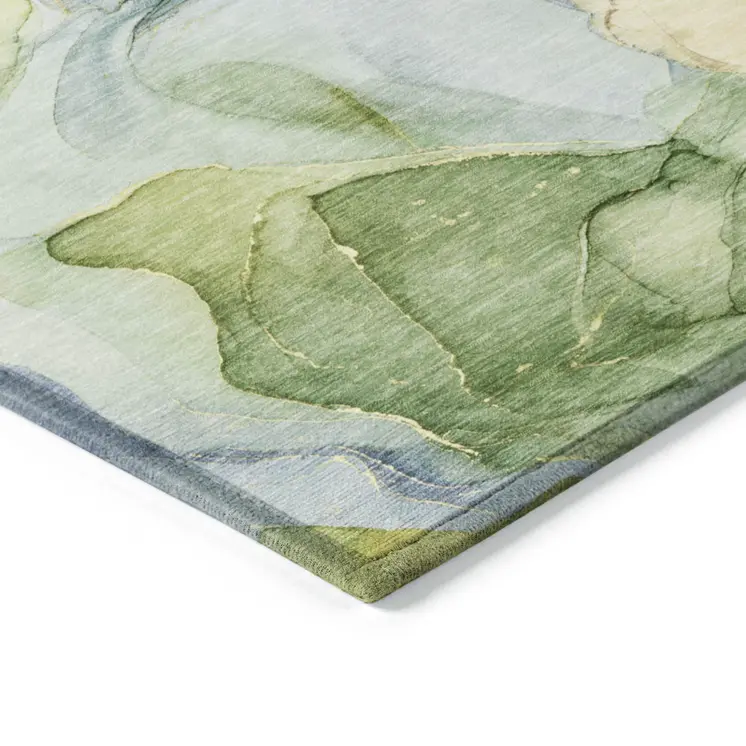 8' X 10' Yellow Abstract Washable Non Skid Indoor Outdoor Area Rug