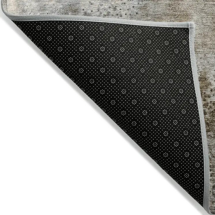9' X 12' Beige Abstract Washable Non Skid Indoor Outdoor Area Rug