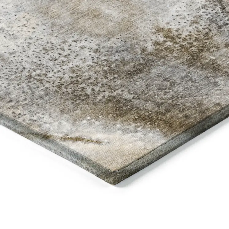 9' X 12' Beige Abstract Washable Non Skid Indoor Outdoor Area Rug
