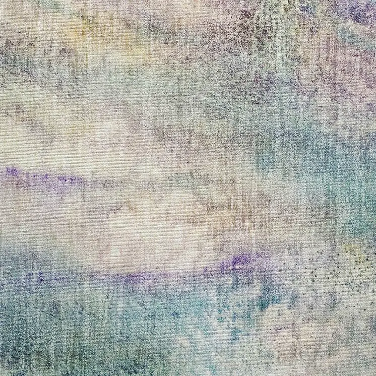 2' X 3' Beige Blue and Gray Abstract Washable Non Skid Indoor Outdoor Area Rug