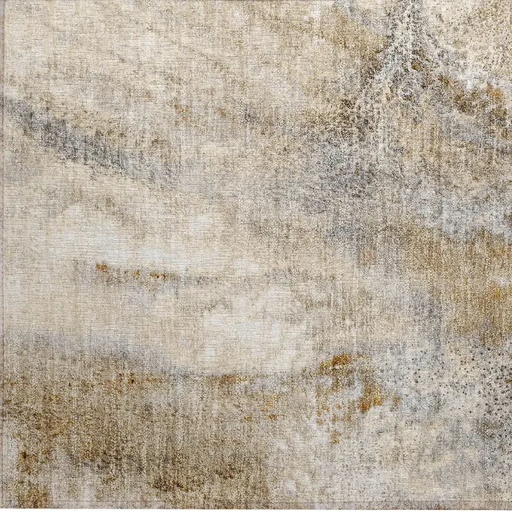 2' X 3' Brown Abstract Washable Non Skid Indoor Outdoor Area Rug