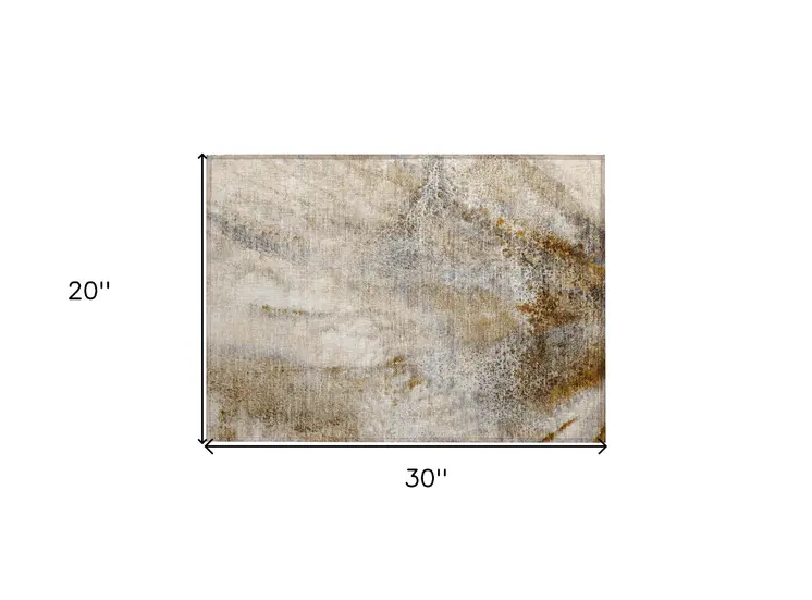 2' X 3' Brown Abstract Washable Non Skid Indoor Outdoor Area Rug