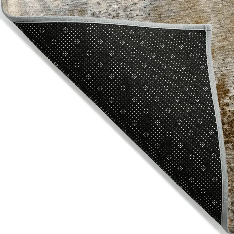 8' Runner Brown Abstract Washable Non Skid Indoor Outdoor Runner Rug