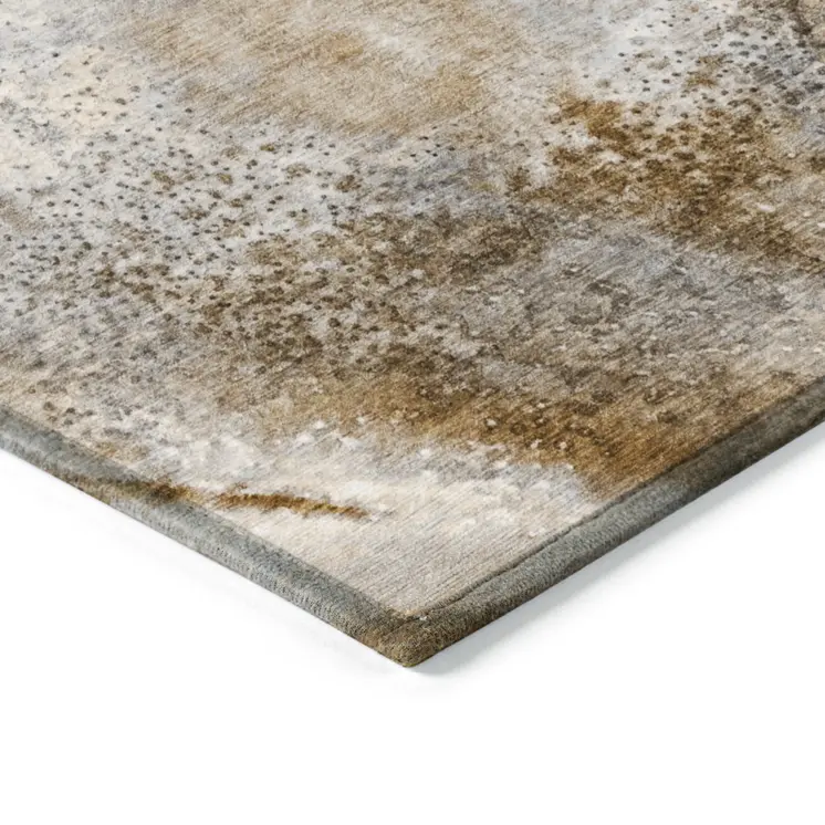 8' Runner Brown Abstract Washable Non Skid Indoor Outdoor Runner Rug