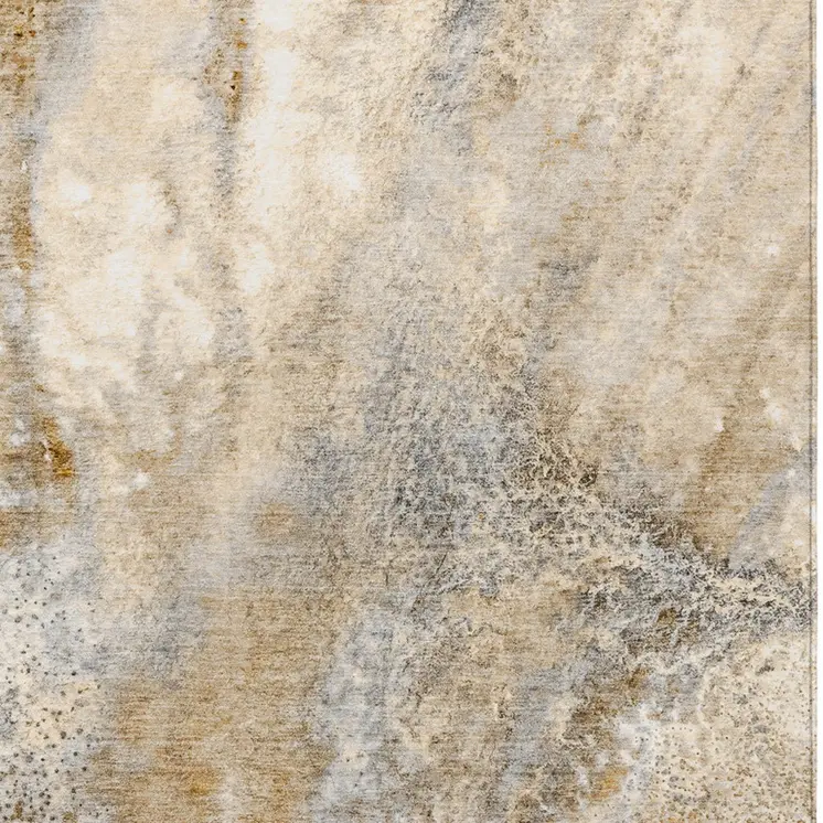 3' X 5' Brown Abstract Washable Non Skid Indoor Outdoor Area Rug