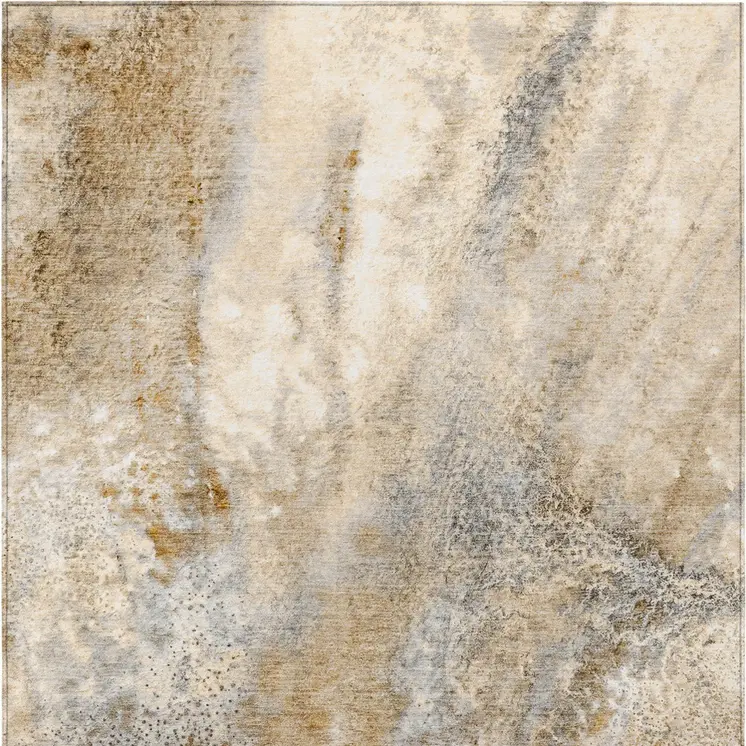 3' X 5' Brown Abstract Washable Non Skid Indoor Outdoor Area Rug