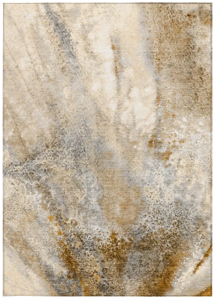 8' X 10' Brown Abstract Washable Non Skid Indoor Outdoor Area Rug
