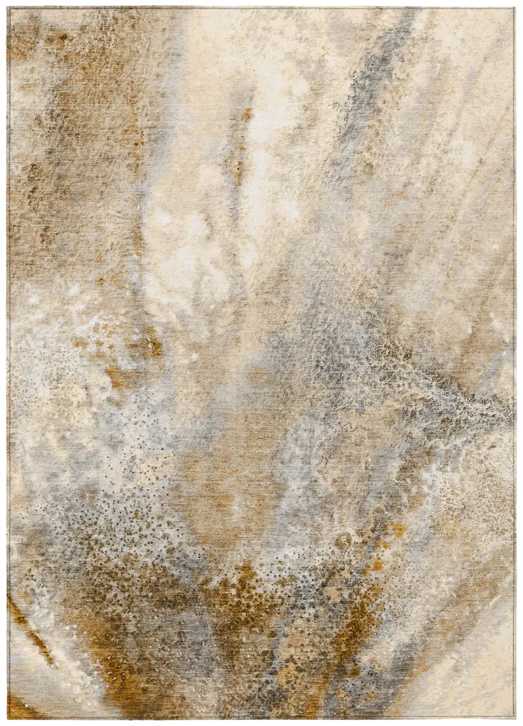 10' X 14' Brown Abstract Washable Non Skid Indoor Outdoor Area Rug