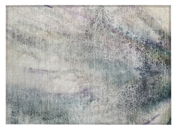 2' X 3' Ivory Abstract Washable Non Skid Indoor Outdoor Area Rug