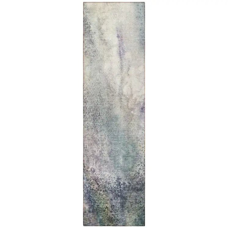 8' Runner Ivory Abstract Washable Non Skid Indoor Outdoor Runner Rug