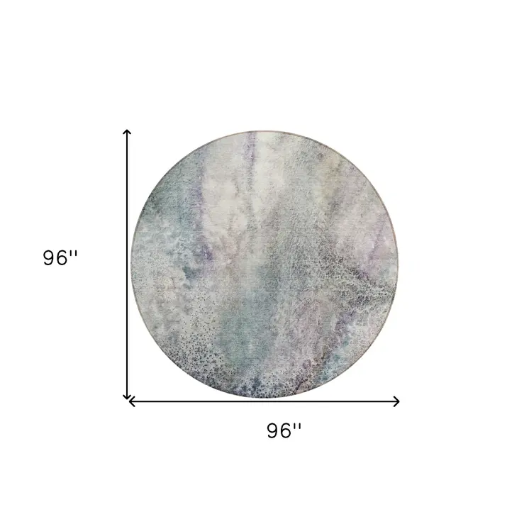 8' Round Ivory Round Abstract Washable Non Skid Indoor Outdoor Area Rug