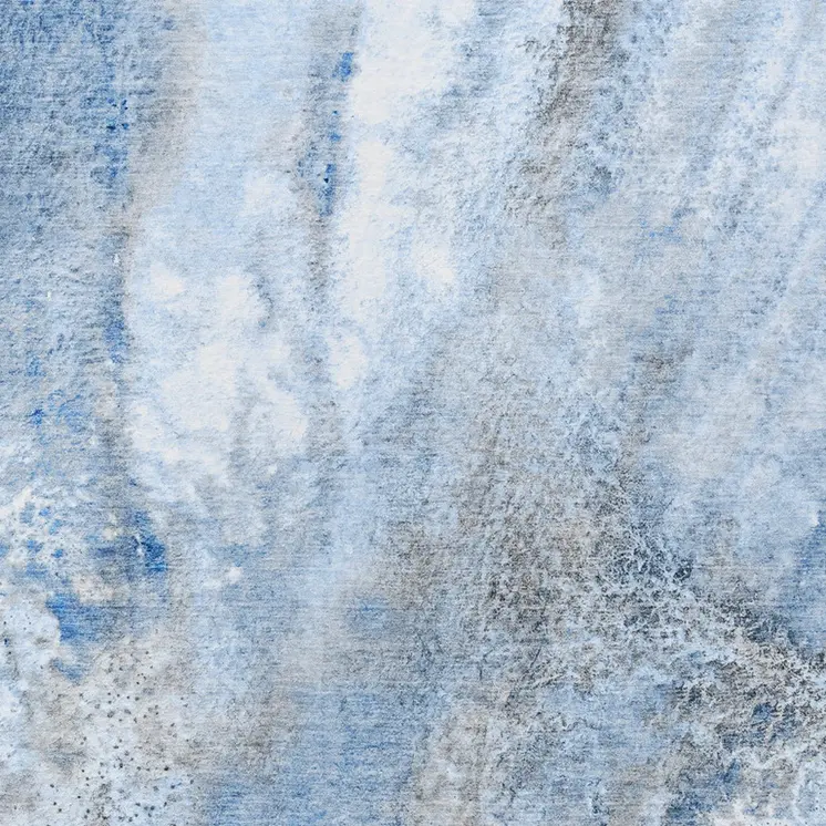 3' X 5' Ivory Blue And Gray Abstract Washable Indoor Outdoor Area Rug