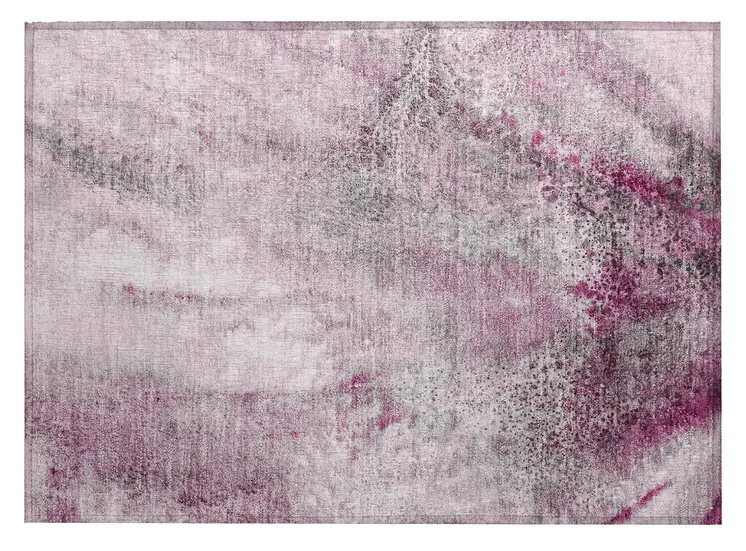 2' X 3' Pink Abstract Washable Non Skid Indoor Outdoor Area Rug