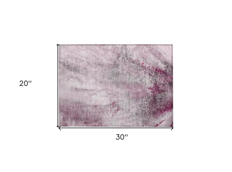 2' X 3' Pink Abstract Washable Non Skid Indoor Outdoor Area Rug
