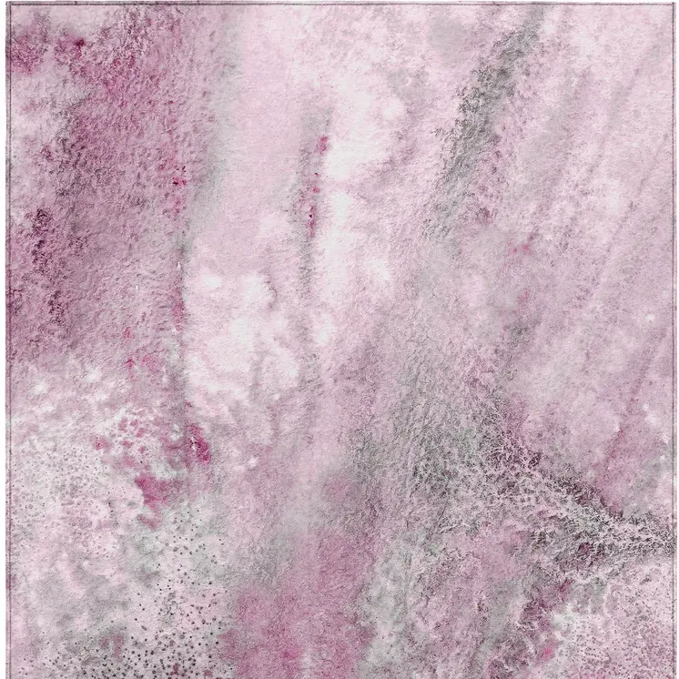 3' X 5' Pink Abstract Washable Non Skid Indoor Outdoor Area Rug